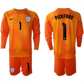 Günstige Fußballtrikots England PICKFORD 1 Torwart Kinder FIFA WM 2022 Langarm